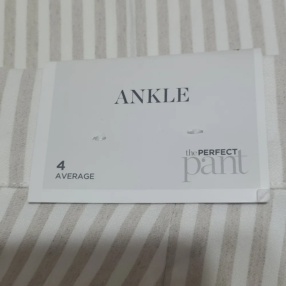 Christopher & Banks Beige and Cream Vertical Stripe Pull On Ankle Pant NWT - Picture 5 of 5